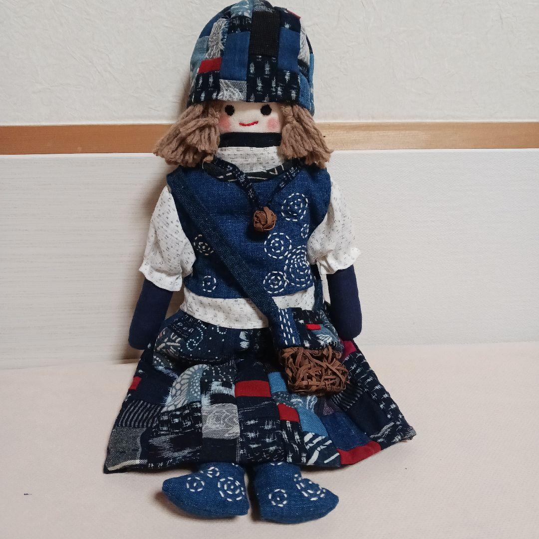 古布リメイク～古布人形パッチワーク刺し子山葡萄バック&ネックレス