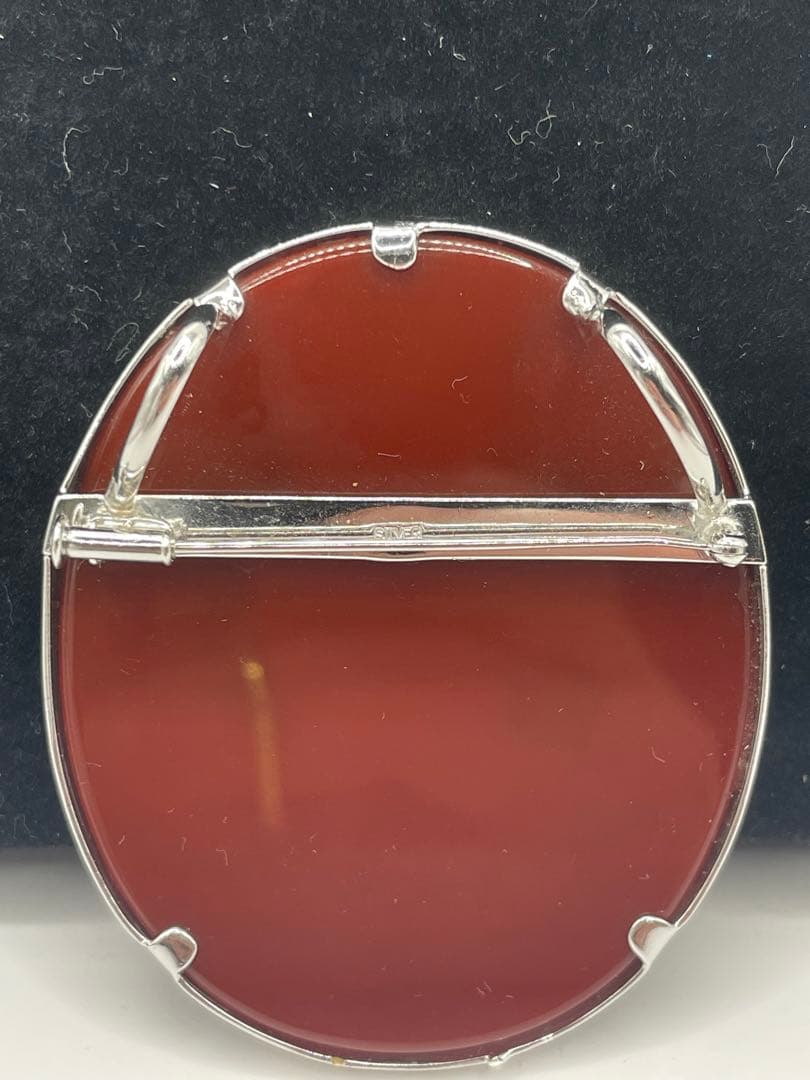 メノウカメオブローチ　ネックレストップ　2way silver 希少　特大