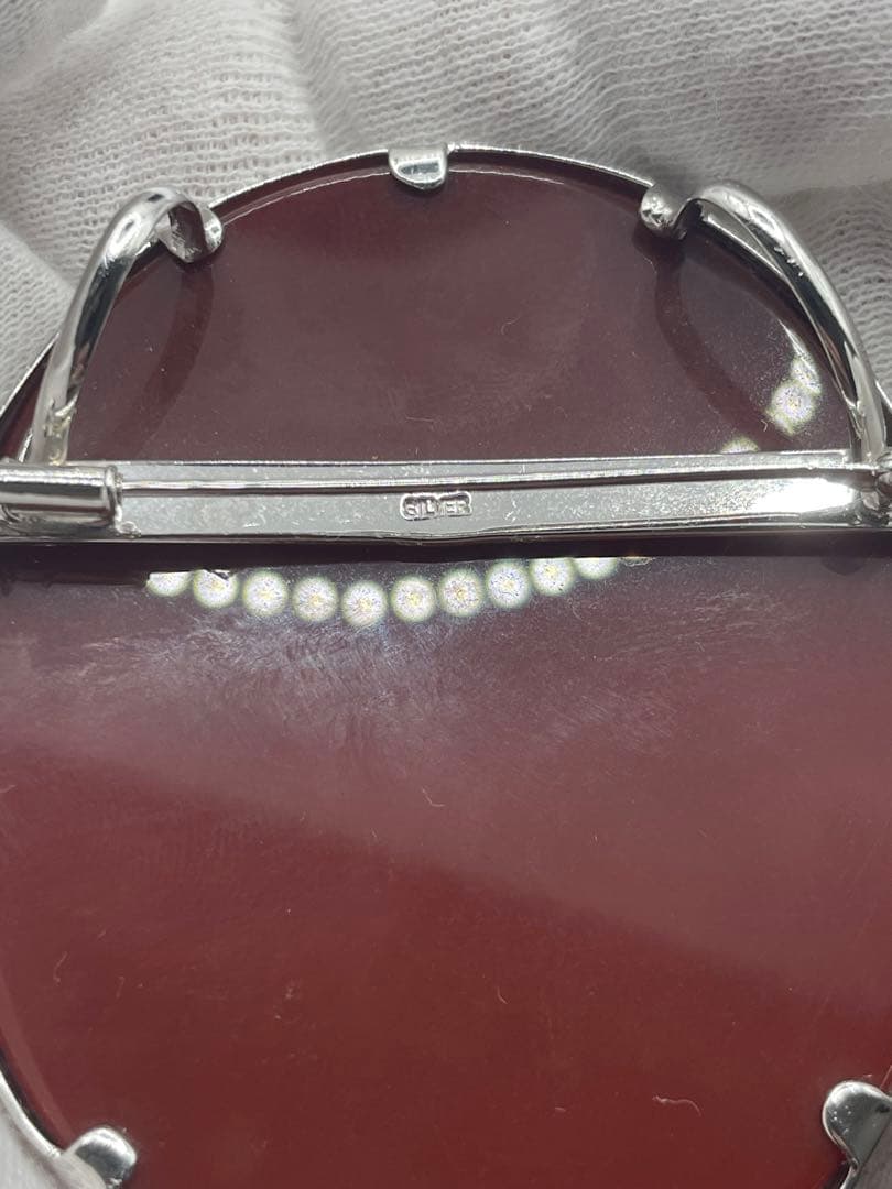 メノウカメオブローチ　ネックレストップ　2way silver 希少　特大