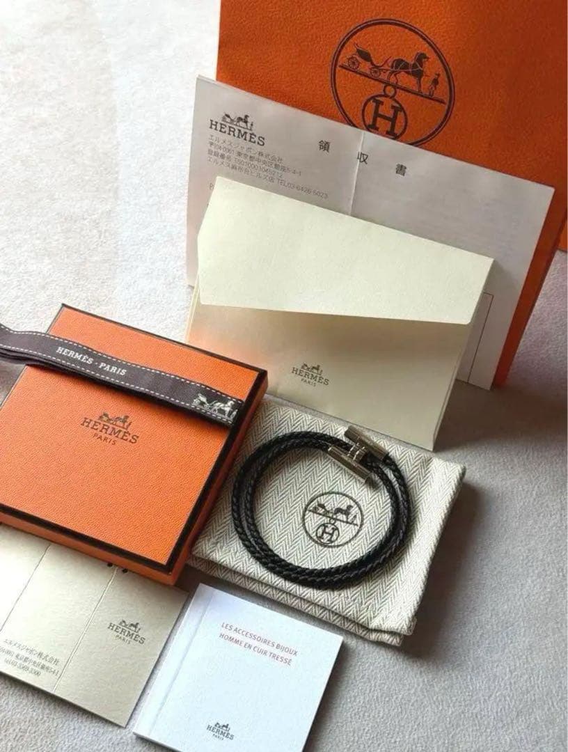 新品未使用 HERMES エルメス レザーブレスレット ブラック T5