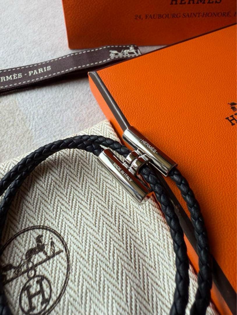 新品未使用 HERMES エルメス レザーブレスレット ブラック T5