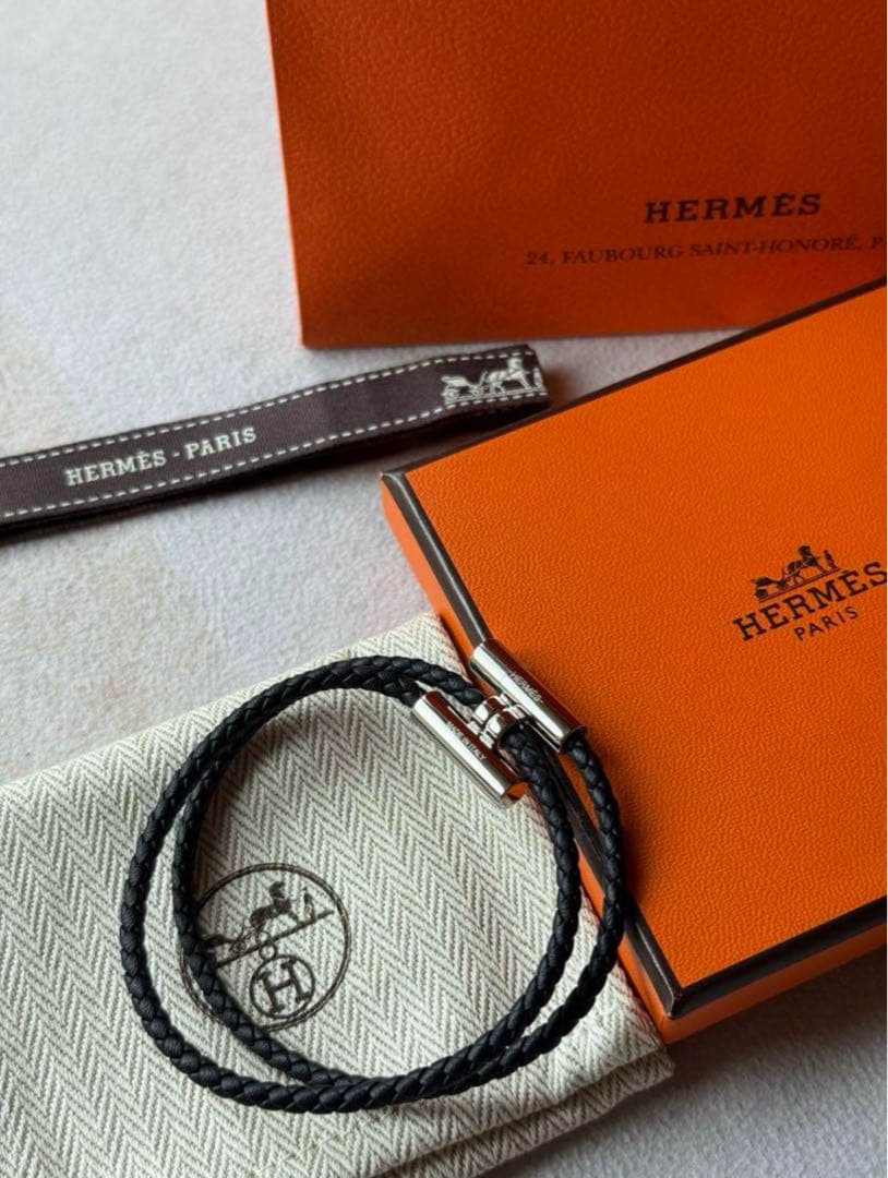 新品未使用 HERMES エルメス レザーブレスレット ブラック T5