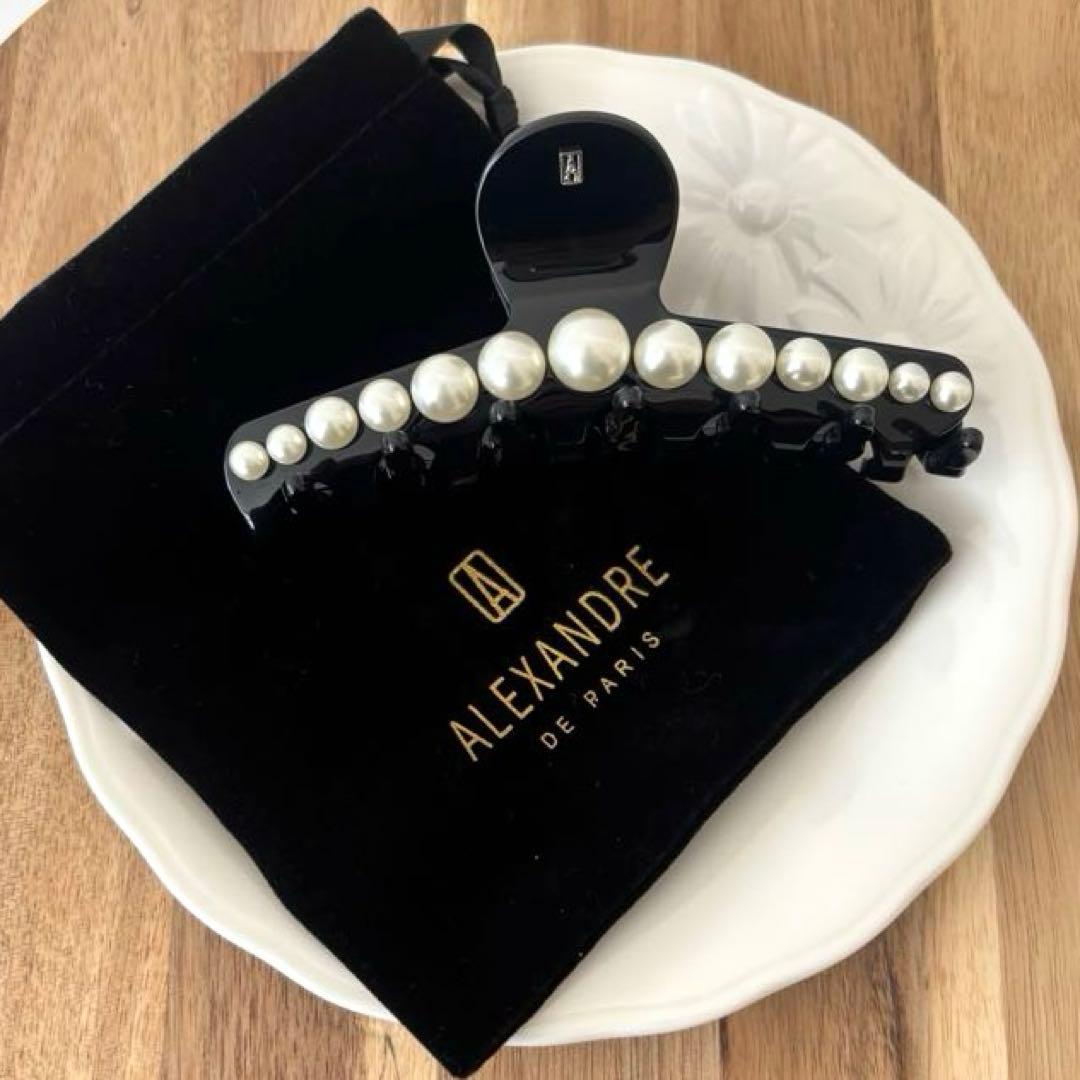 新品✨アレクサンドルドゥパリ✨ヘアクリップ✨パール✨ブラック L