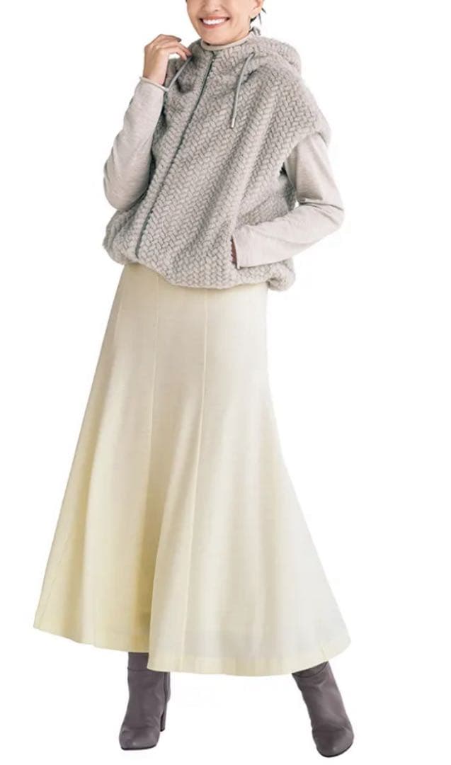 ダーマコレクション フェイクミンクファー フーデッドジレ サイズ1 未使用品