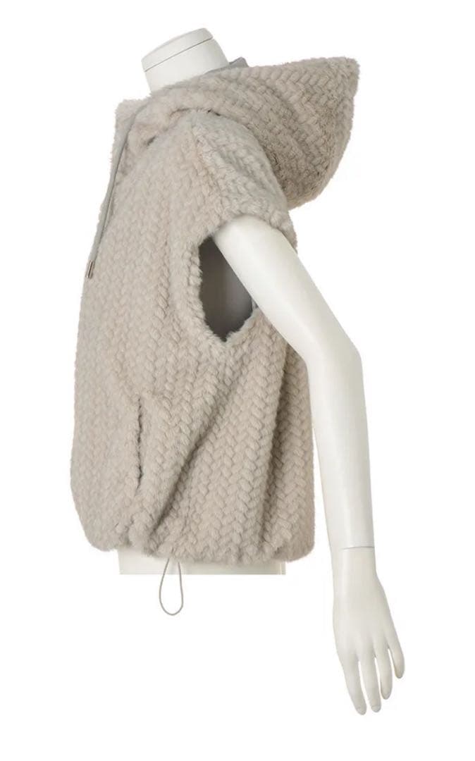 ダーマコレクション フェイクミンクファー フーデッドジレ サイズ1 未使用品