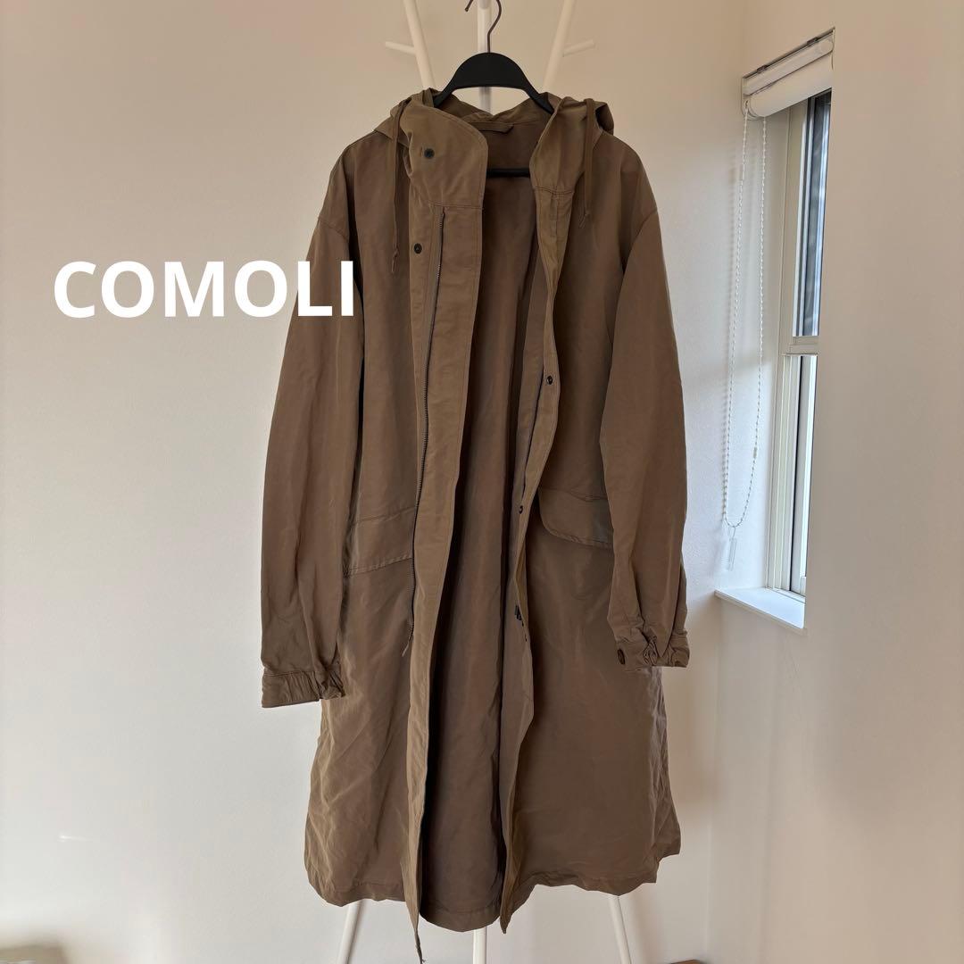 COMOLI コットンナイロンフーデッドコート