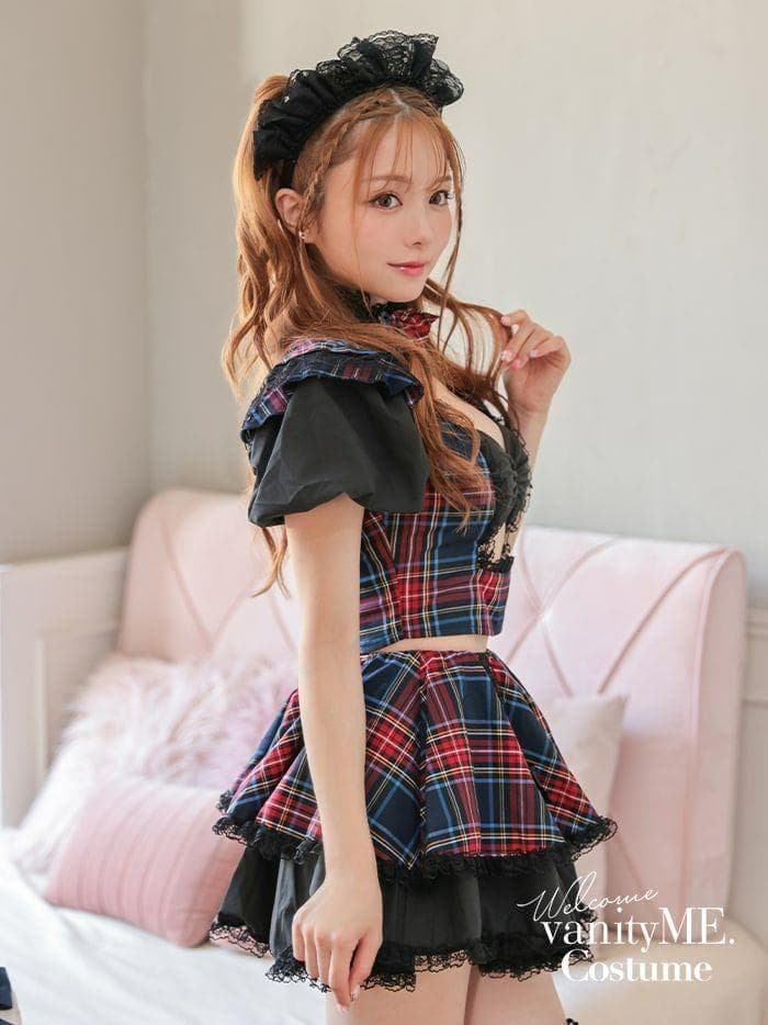 【エロかわ☆】5点セット 　VanityME えろかわチェックメイド Sサイズ