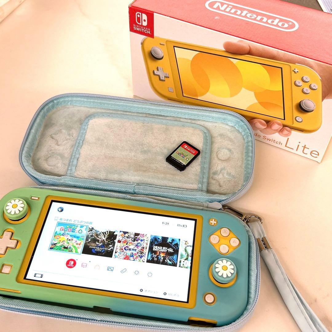 Nintendo Switch Lite イエロー 本体　ケース　あつ森付き