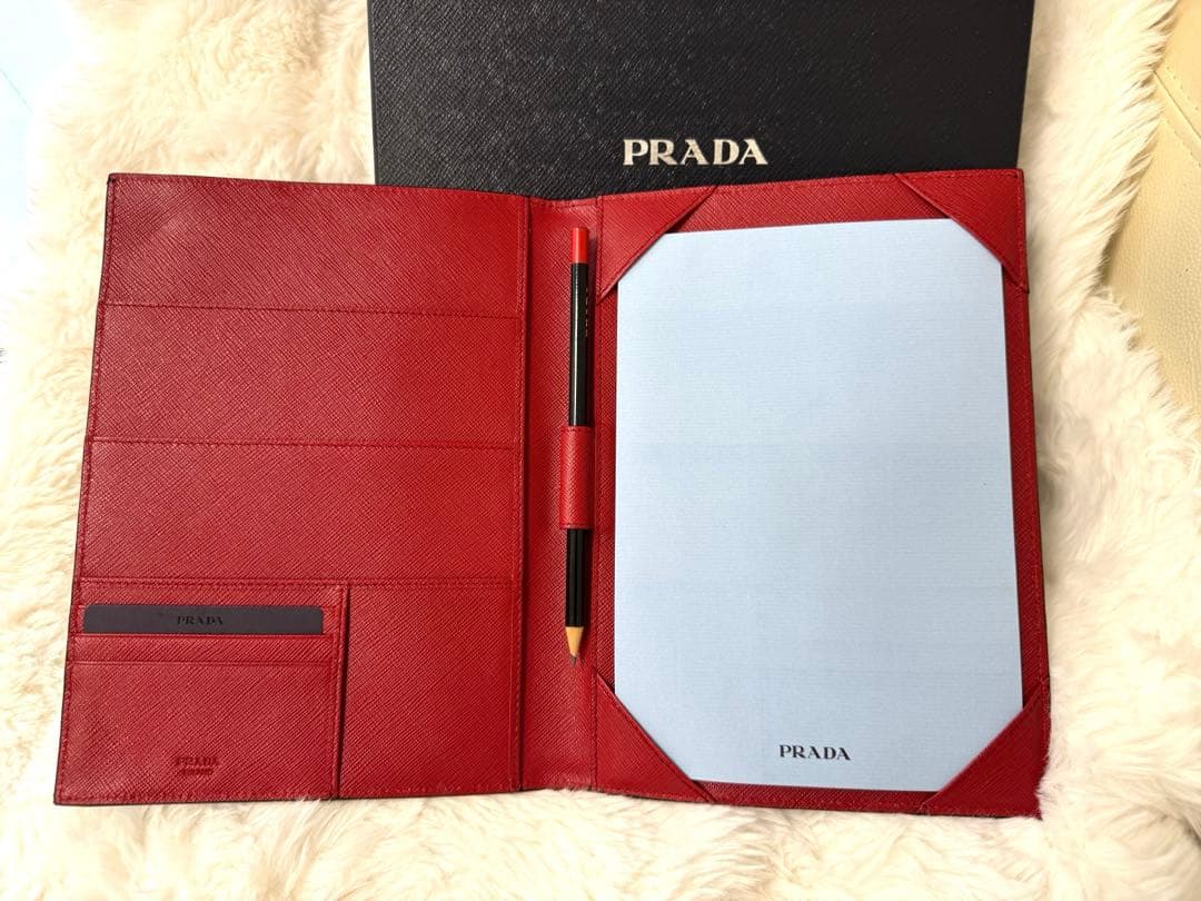 【大石】 PRADA プラダ 手帳カバー/メモパッド/鉛筆