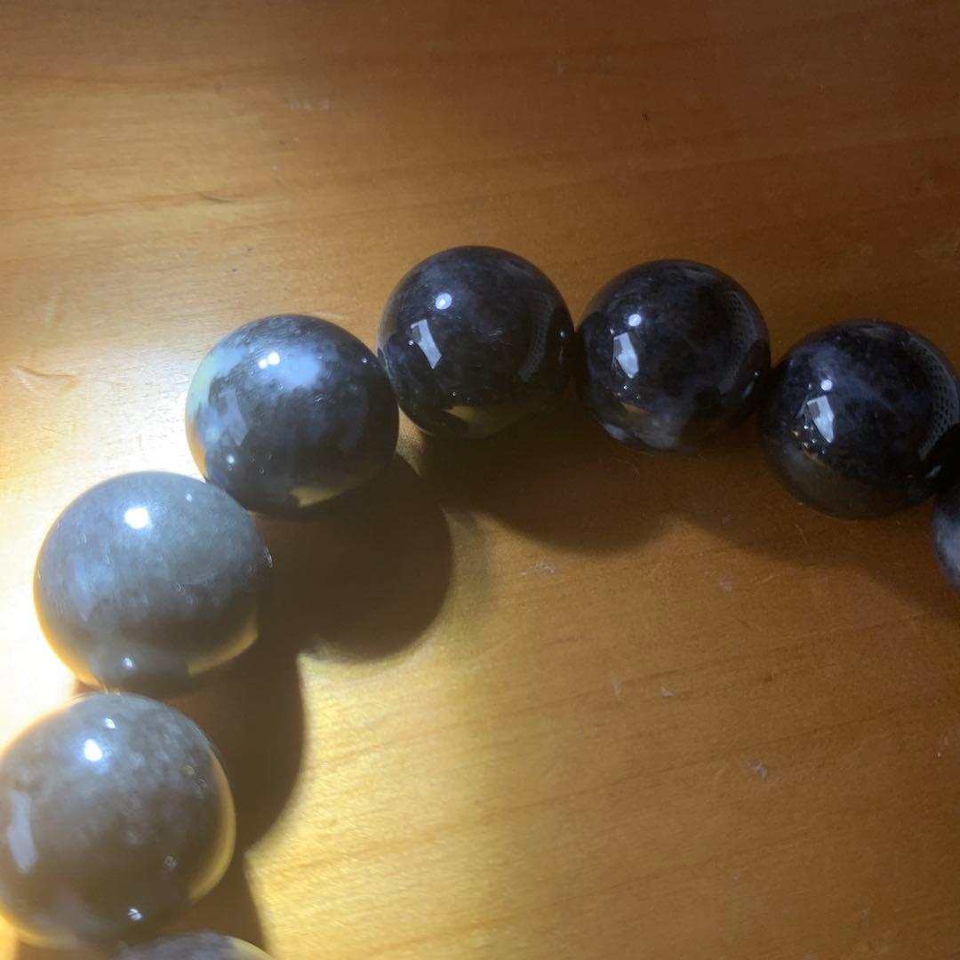 黒翡翠高品質ブレスレット珠15mm14玉N35