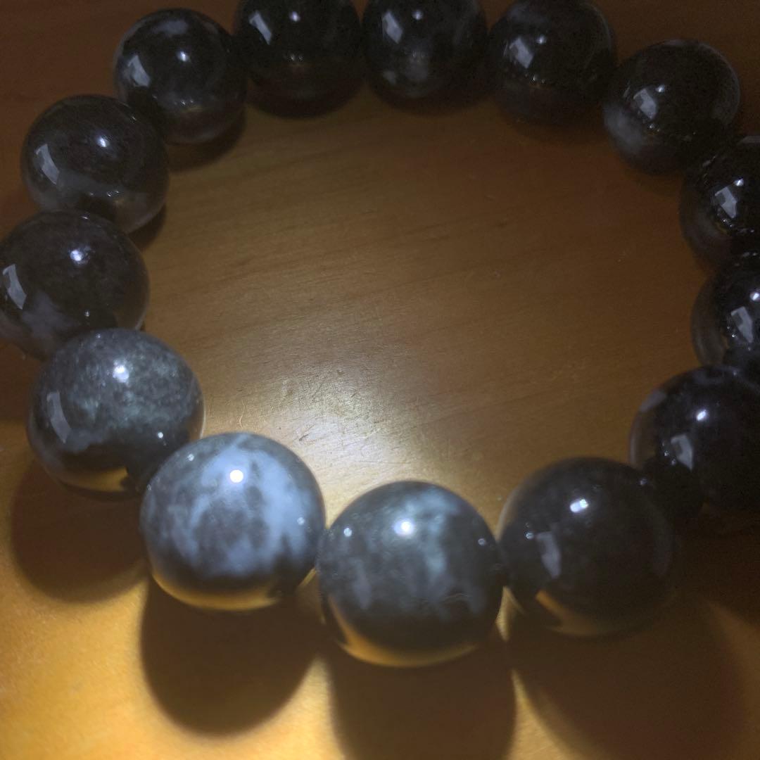 黒翡翠高品質ブレスレット珠15mm14玉N35