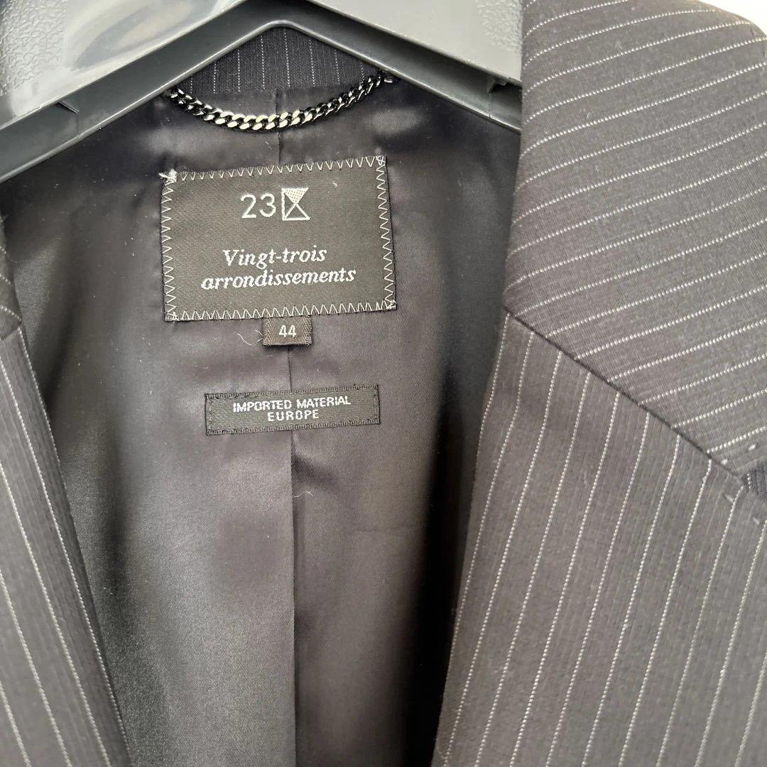 大きいサイズ　美品　23区　ネイビー　濃紺　ピンスストライプ　スーツ　44