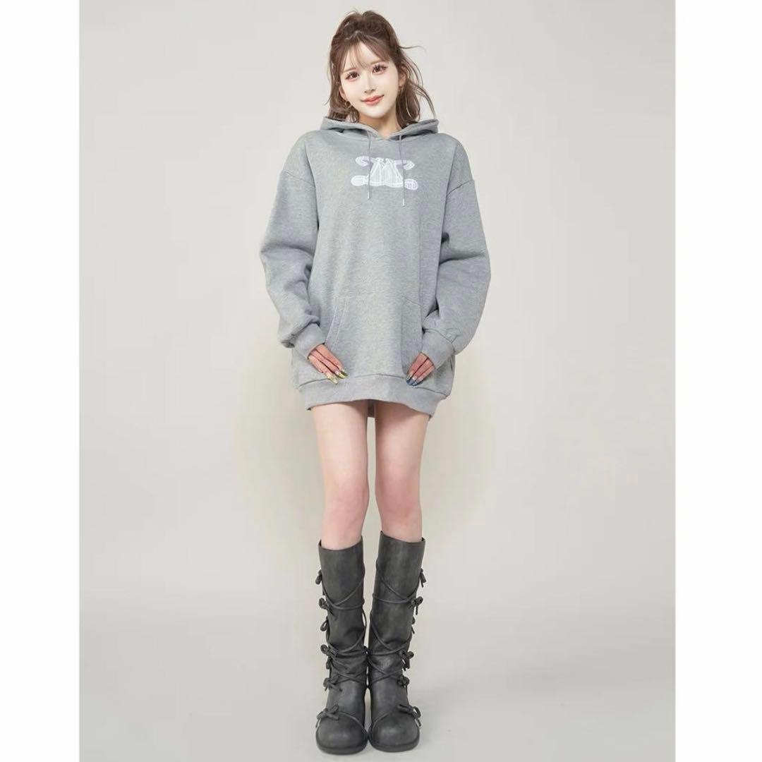 Darich ダーリッチ レースアップリケロゴフーディ パーカー