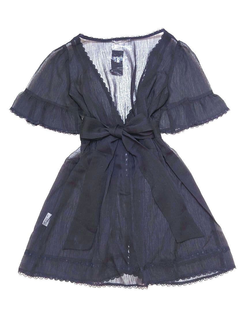 新品 タグ付き シフォン レースチュニック ブラック