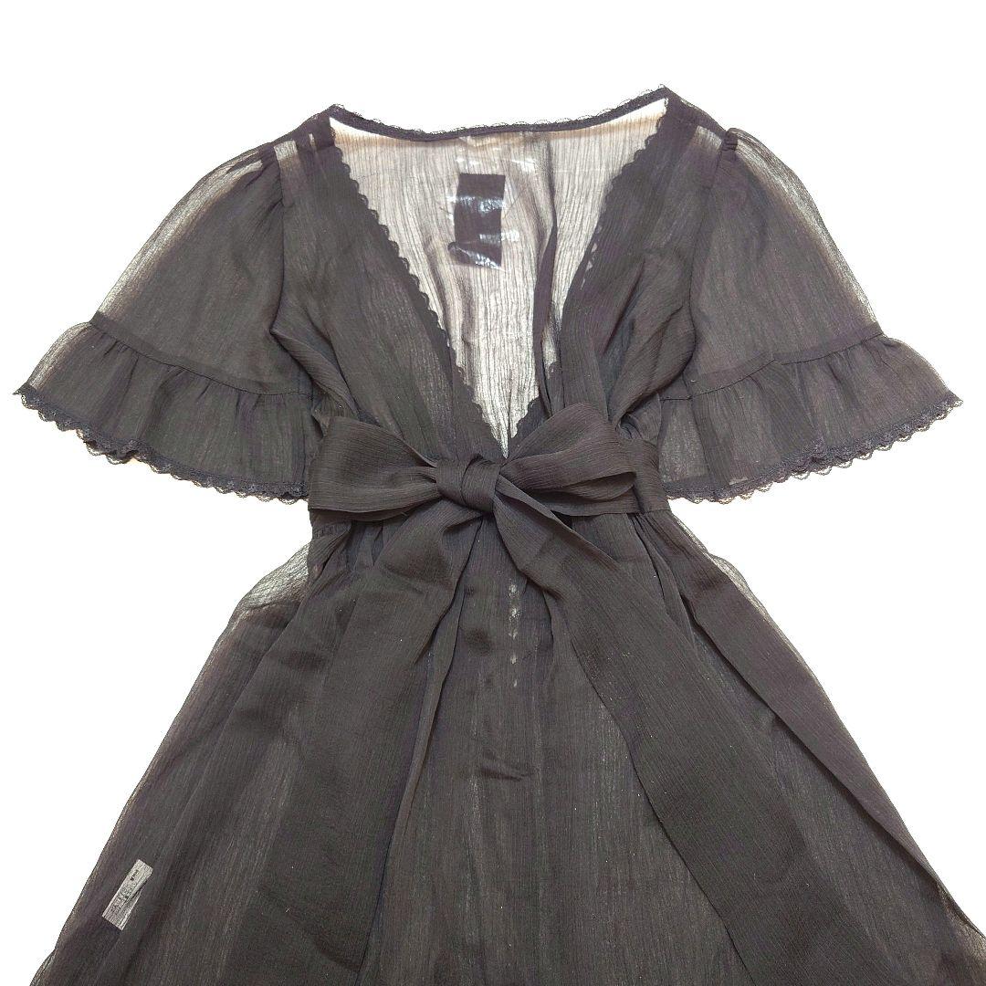 新品 タグ付き シフォン レースチュニック ブラック