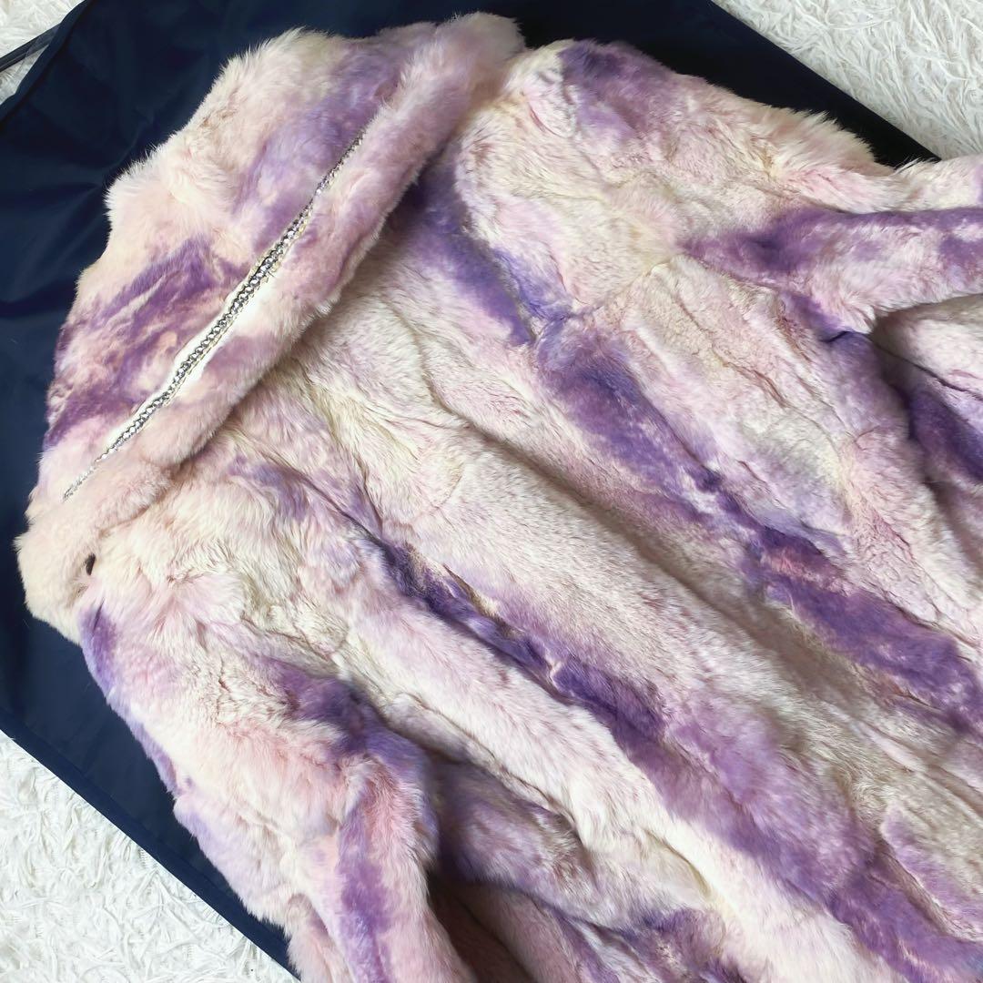 値下げ中 希少イタリア製 本毛皮コート ラインストーン 女優襟 裏地シルク100