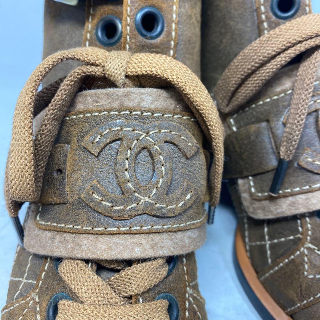 CHANEL サイズ表記「35 C」22.5センチ　ブラウン　ミドルブーツ