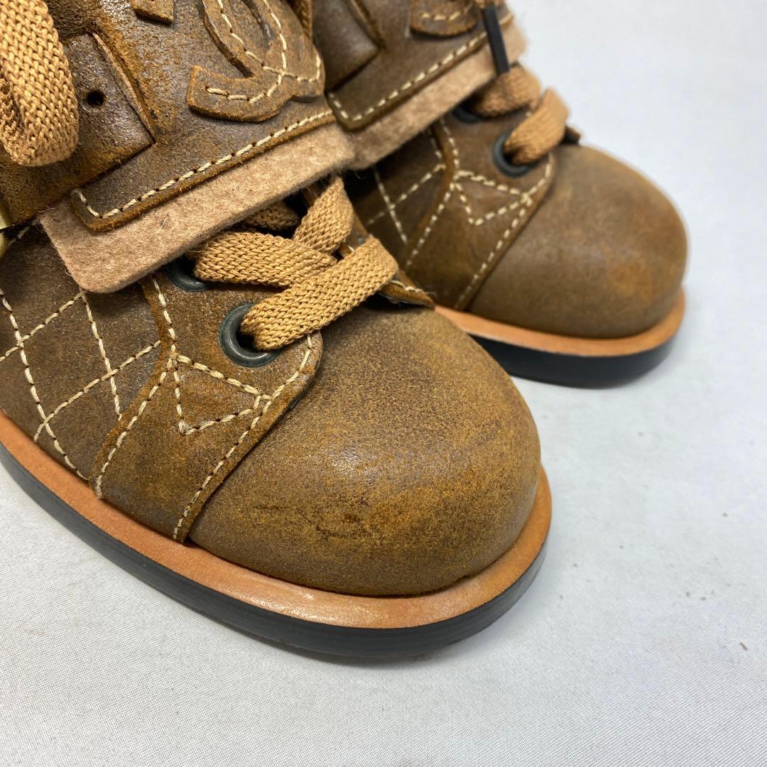 CHANEL サイズ表記「35 C」22.5センチ　ブラウン　ミドルブーツ