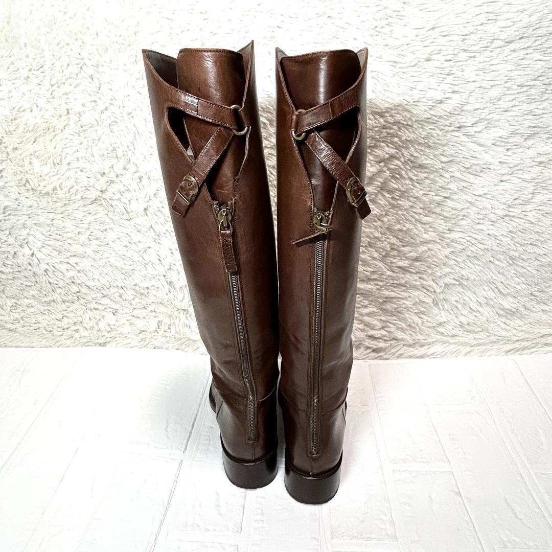 SARTORE　サルトル　乗馬ブーツ　ブラウン　プレーントゥ　23.5 イタリア