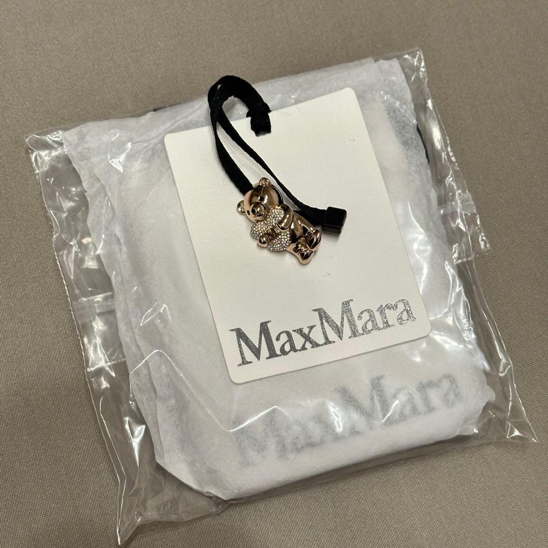 新品 MaxMara SHINYメタル テディ ブローチ heart bear