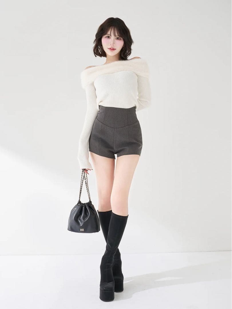 Darich ダーリッチ 美シルエットショートパンツ グレー