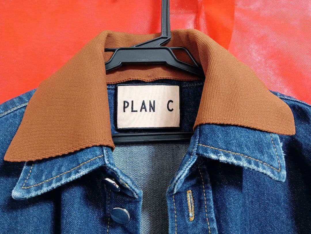 PLAN C デニムシャツ ブラウン襟