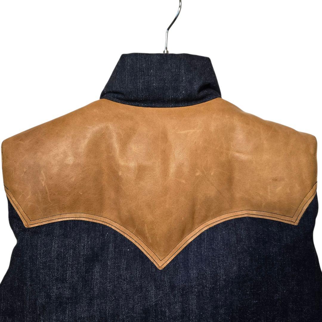 ロッキーマウンテンフェザーベッド ウエアハウス ダウンベスト デニム 馬革 40