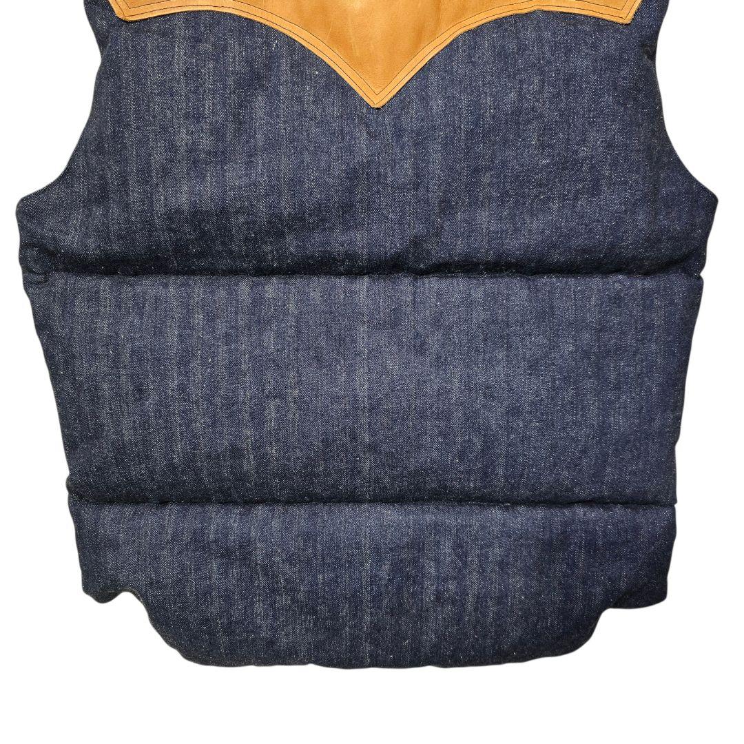 ロッキーマウンテンフェザーベッド ウエアハウス ダウンベスト デニム 馬革 40