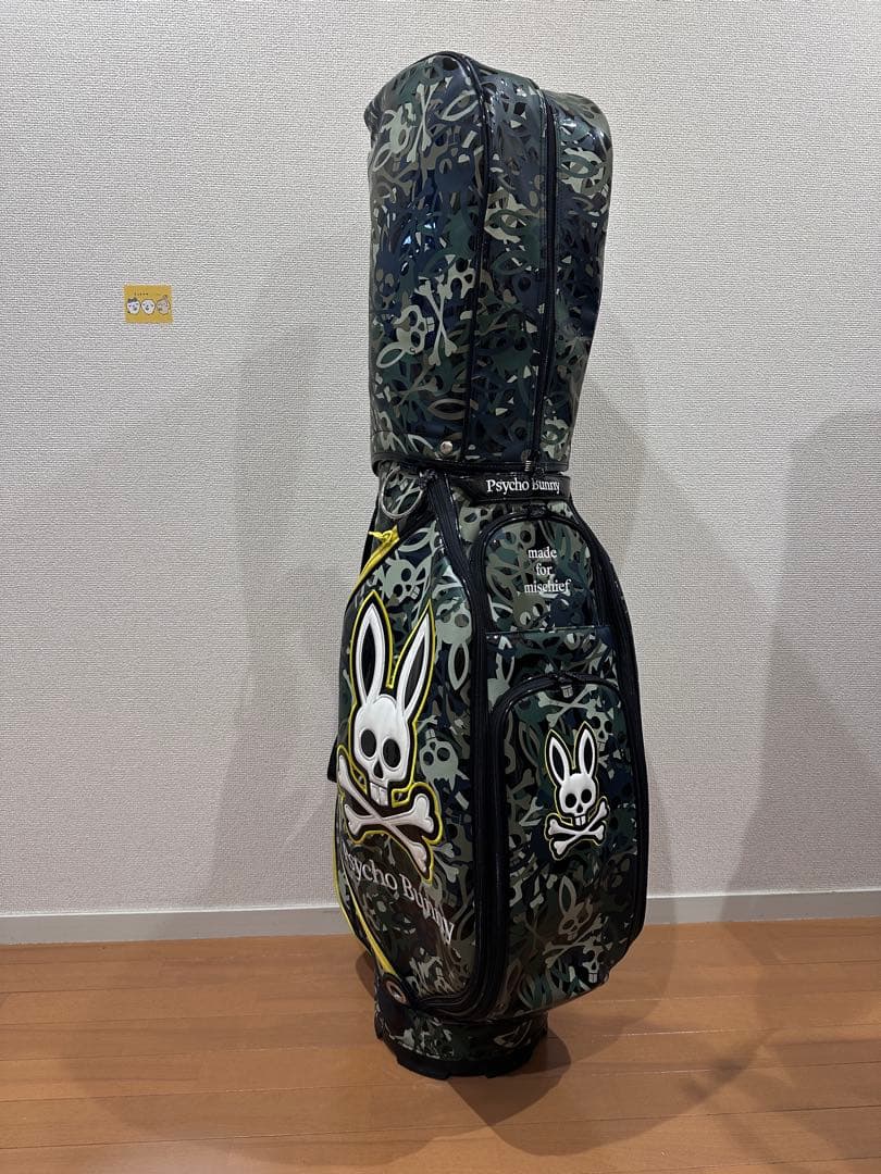 Psycho Bunny キャディバッグ 迷彩柄 スカルデザイン 9.5型