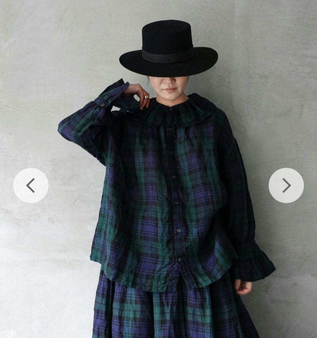 美品 ichi Antiquités リネンタータンフリルシャツ イチ