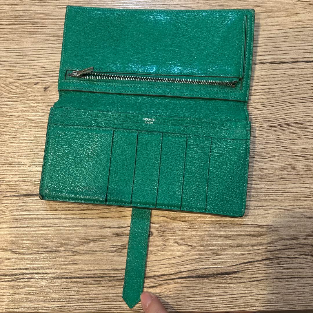 【当日発送】HERMES グリーン レザー 長財布