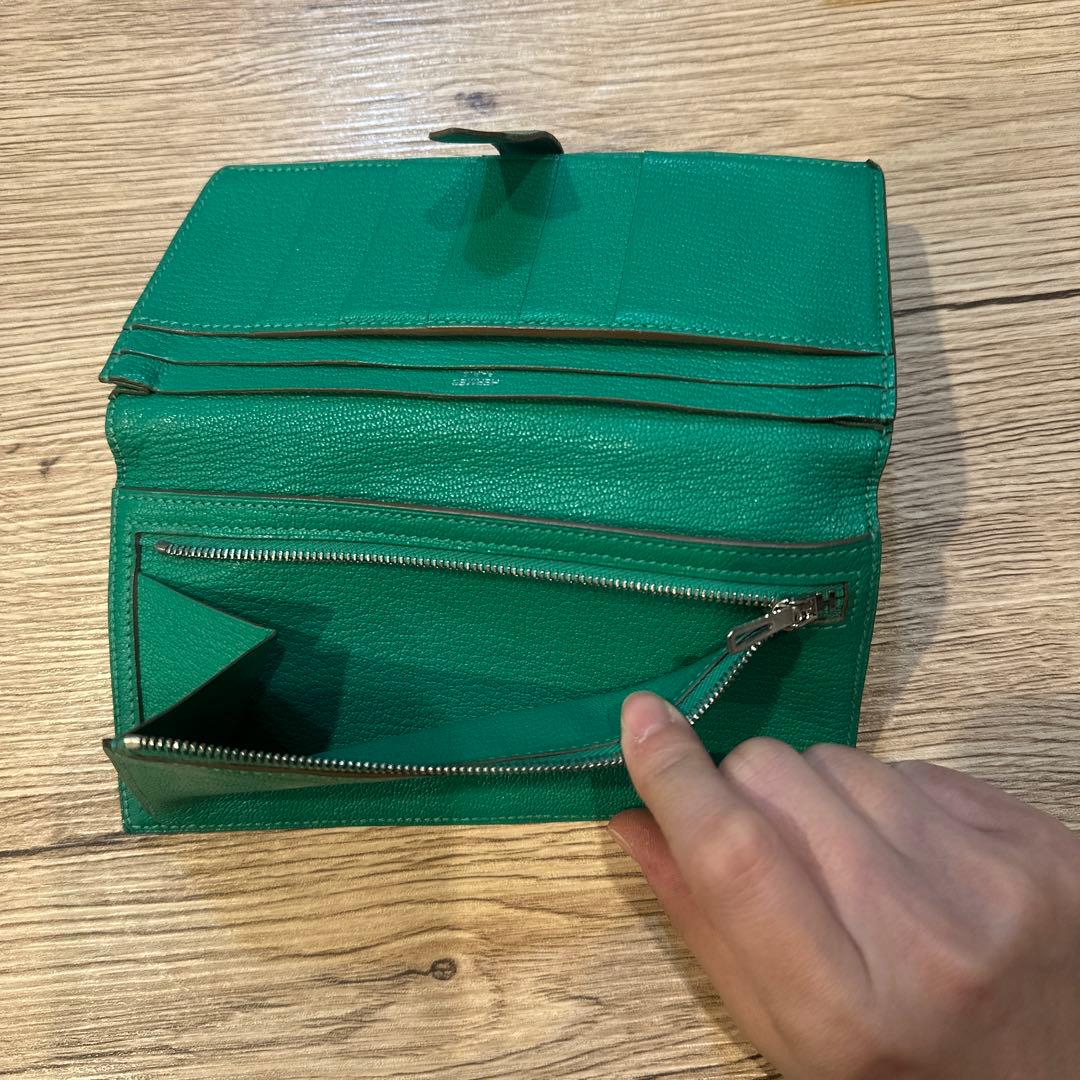 【当日発送】HERMES グリーン レザー 長財布