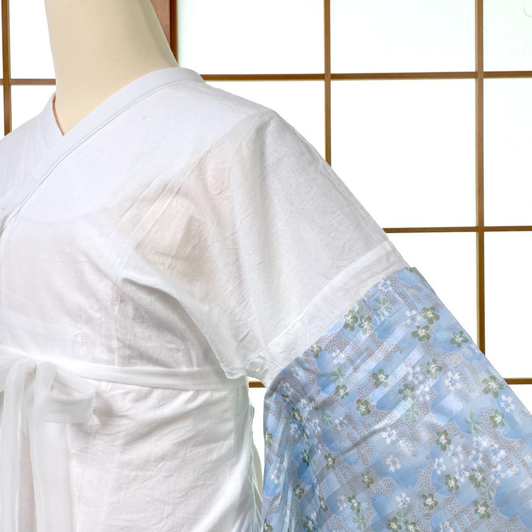 美容ランジェリー 替え袖 セット 装道 Lサイズ 桜柄 水色 着物 A-2332
