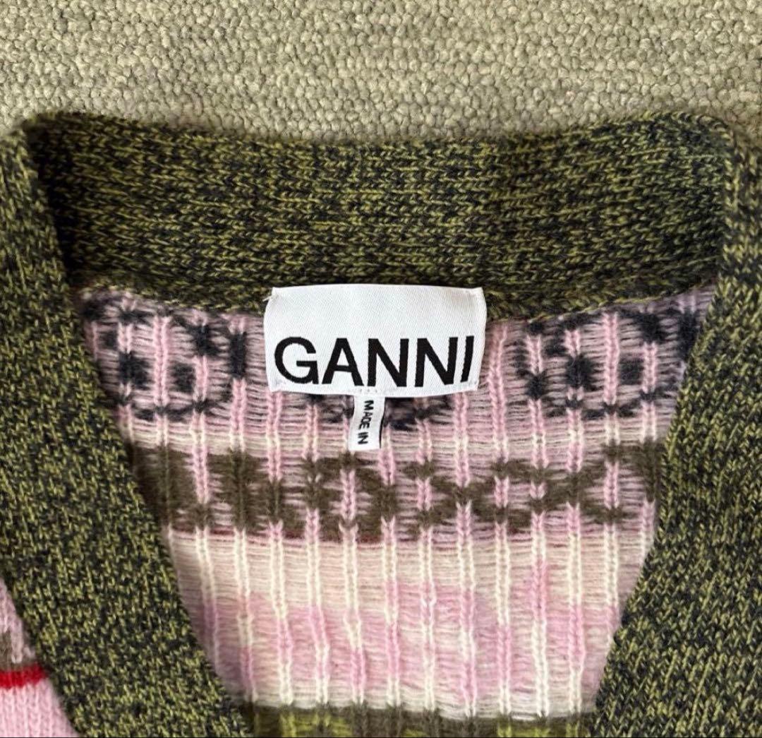 T*R様 GANNI マルチカラーロゴカーディガン L
