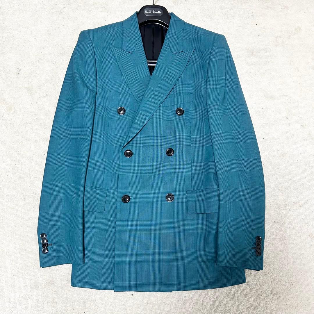 美品　ポールスミス　ダブルブレストテーラードジャケット　ターコイズブルー　現行