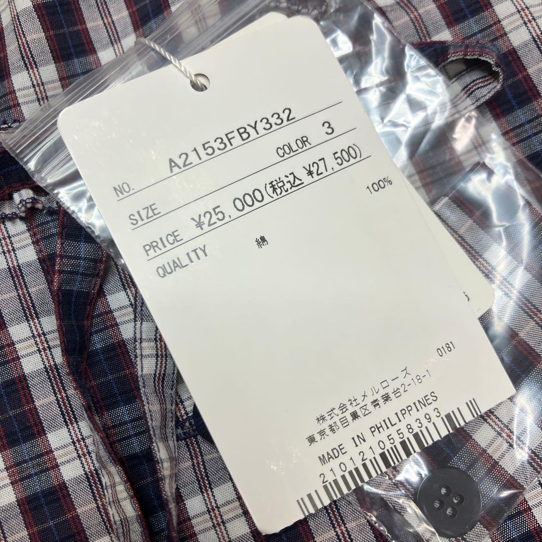 【新品】ピンクハウス 白×ネイビー系チェック チュニックブラウス/2025年