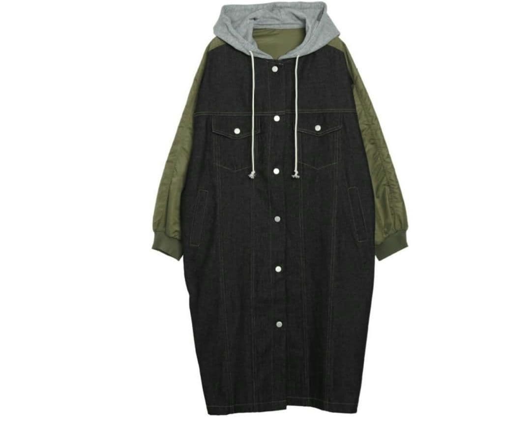 ╰*╯様 MICALLE デニムドッキングオーバーサイズロングコート