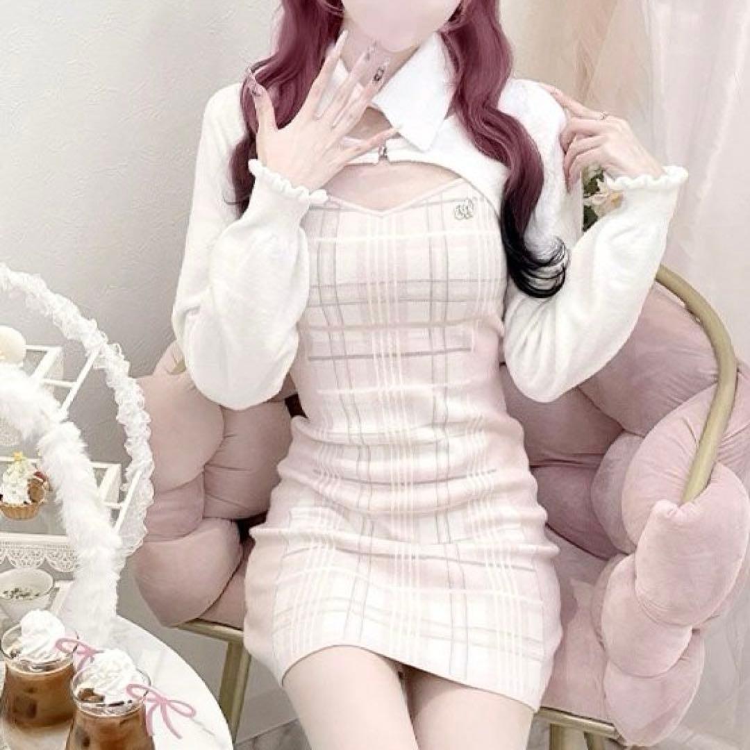 ハニーミュウ イモちゃん チェックレイヤードアンサンブルワンピース