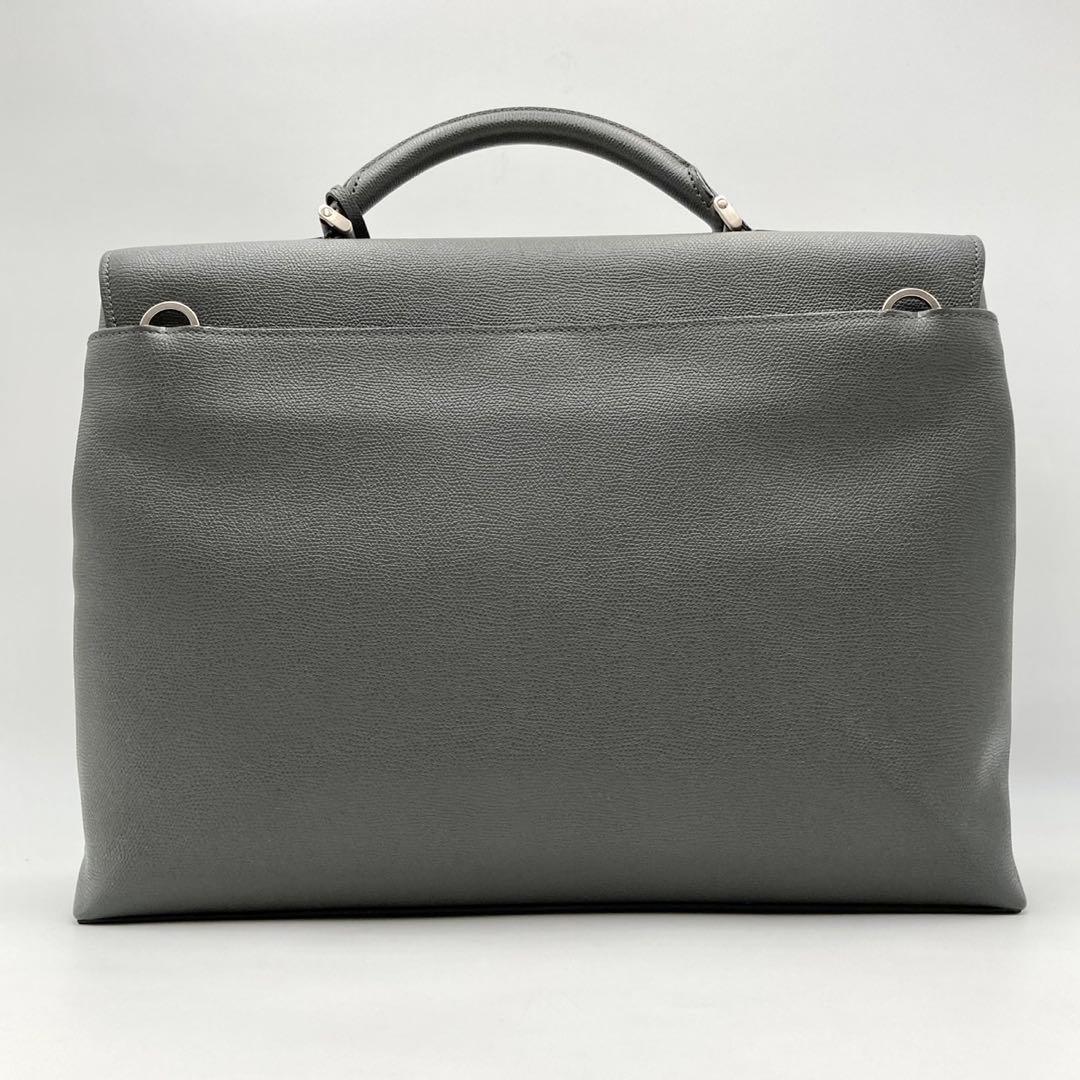 ここ！定価約50万✨ Valextra ビジネスバッグ 本革 グレー 鍵