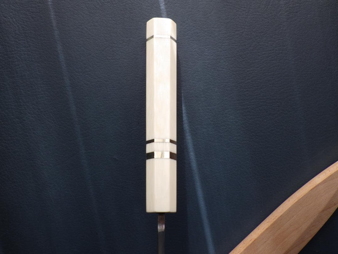 INOX本焼/貞宗/柳刃刺身包丁★人工象牙カスタム銀巻三段柄/鞘付属★