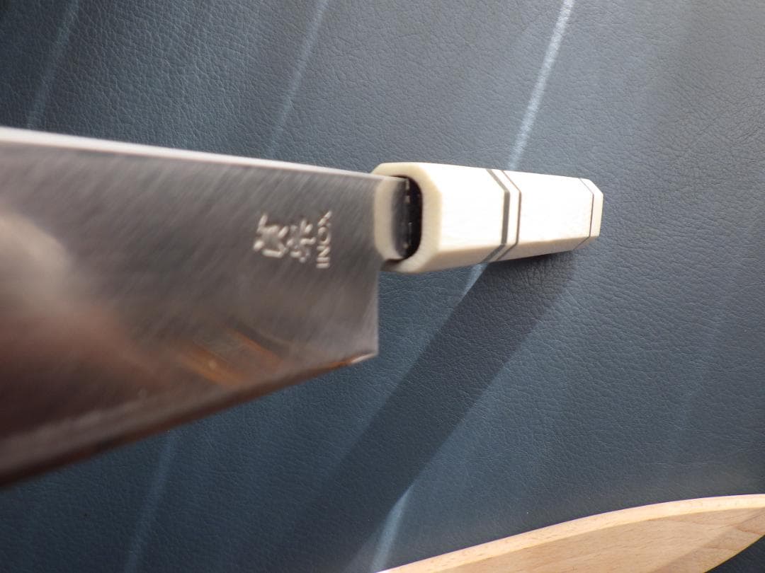 INOX本焼/貞宗/柳刃刺身包丁★人工象牙カスタム銀巻三段柄/鞘付属★