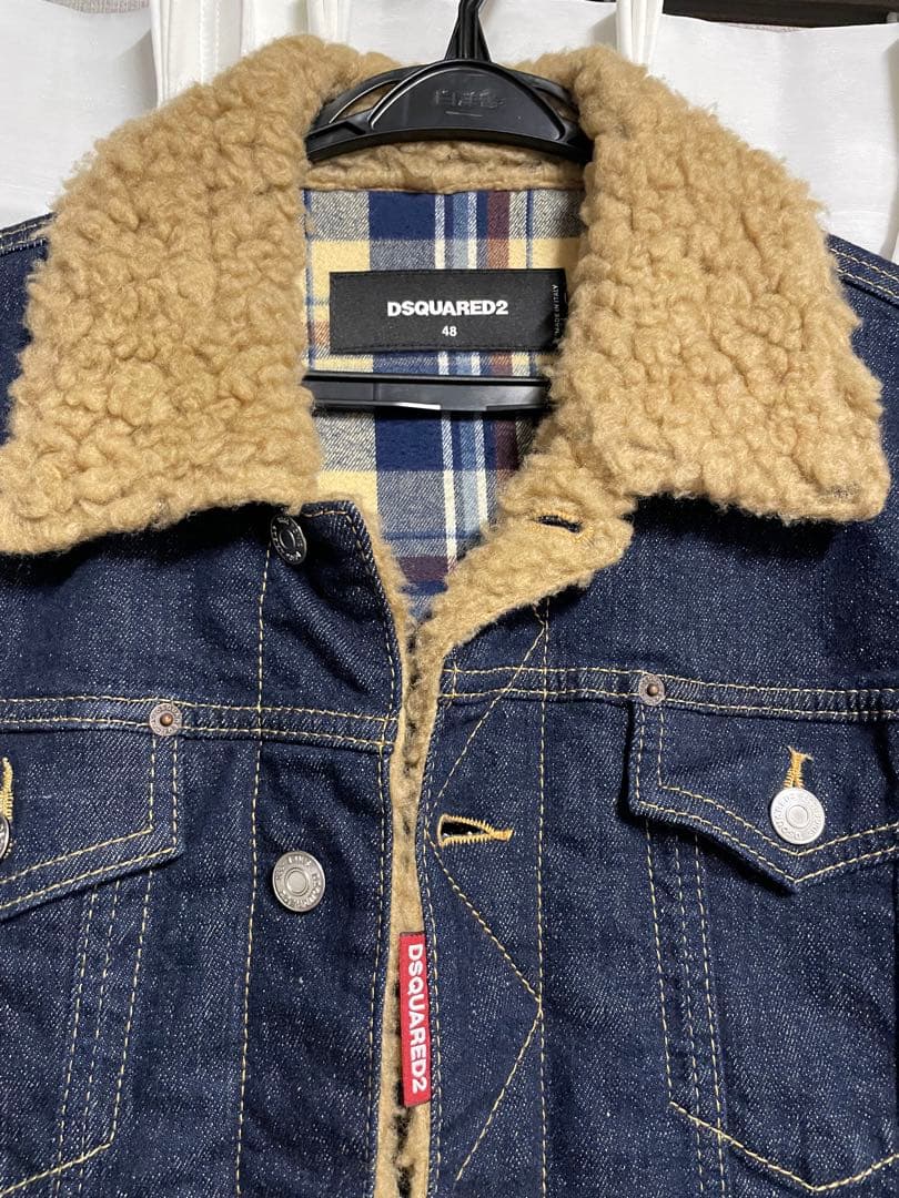 DSQUARED2 ボア襟 ダークブルーデニムジャケット 48