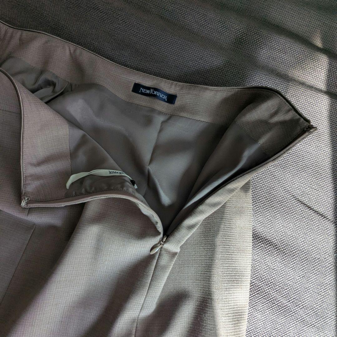 【新品】ニューヨーカー 大きめサイズ スカートスーツ ウール シルク素材