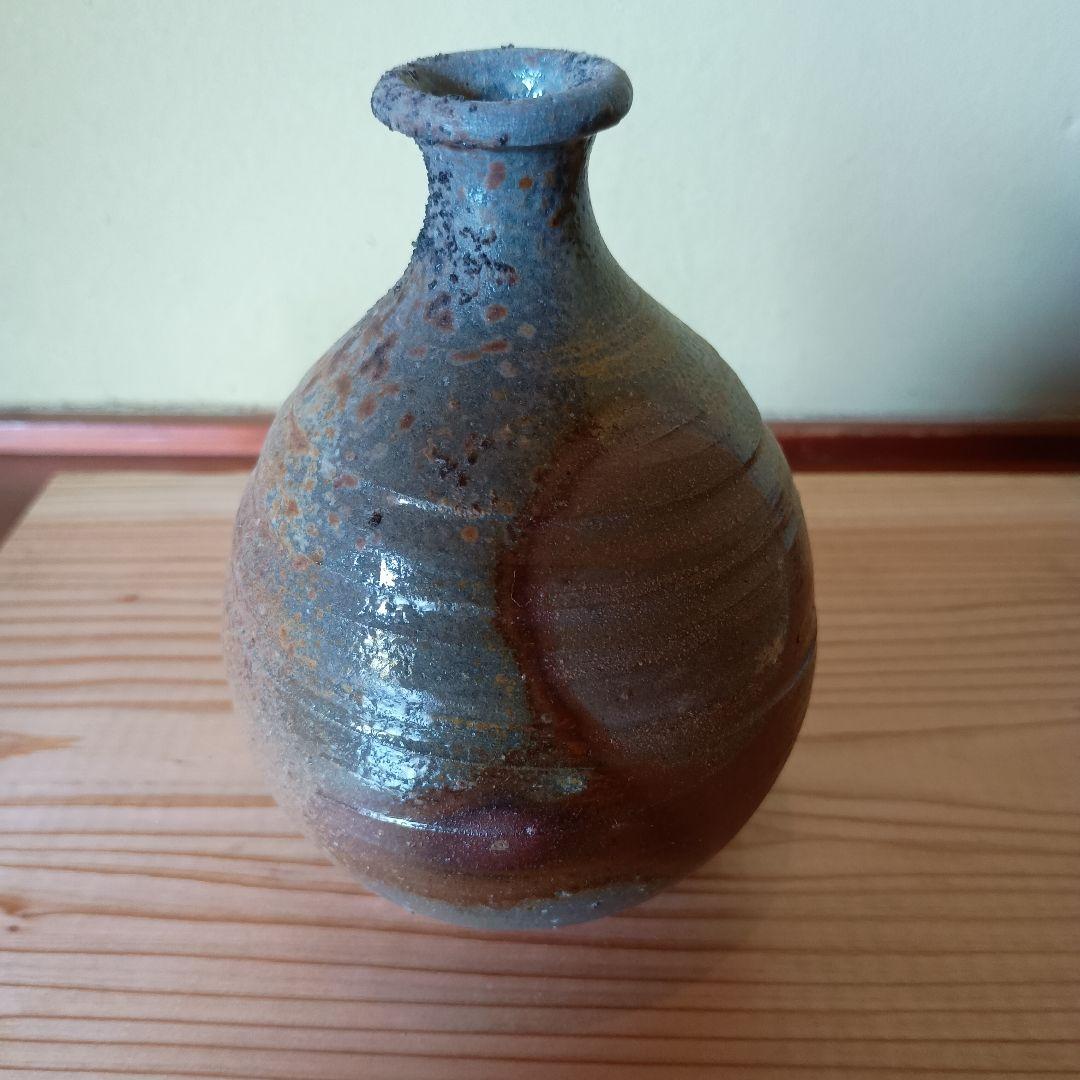 人間国宝 藤原雄 作 備前　徳利　共箱　共布　栞　窯変　青備前　最上位作