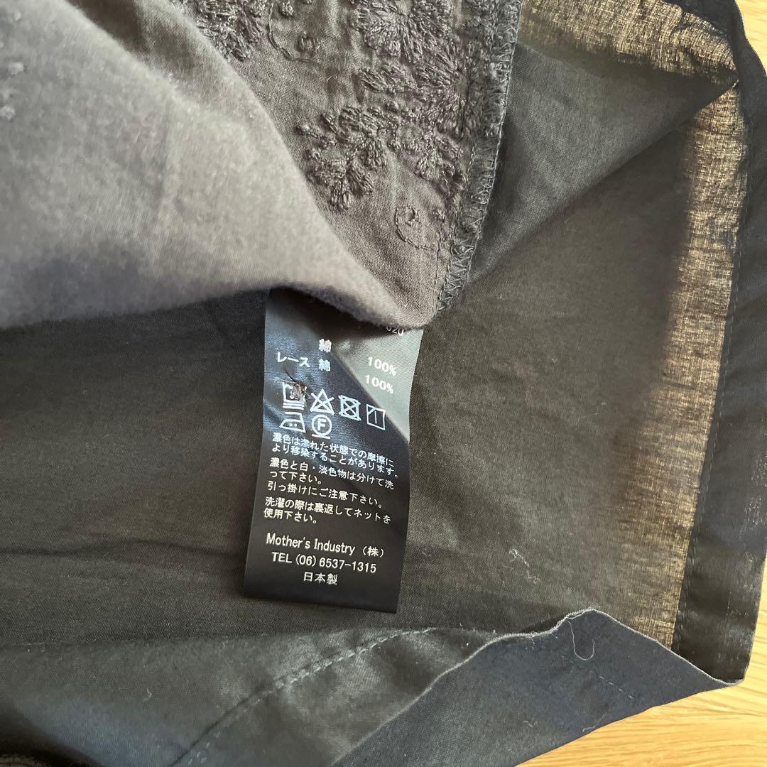 ミズイロインド　mizuiro ind レーススタンドカラーワイドシャツ 黒