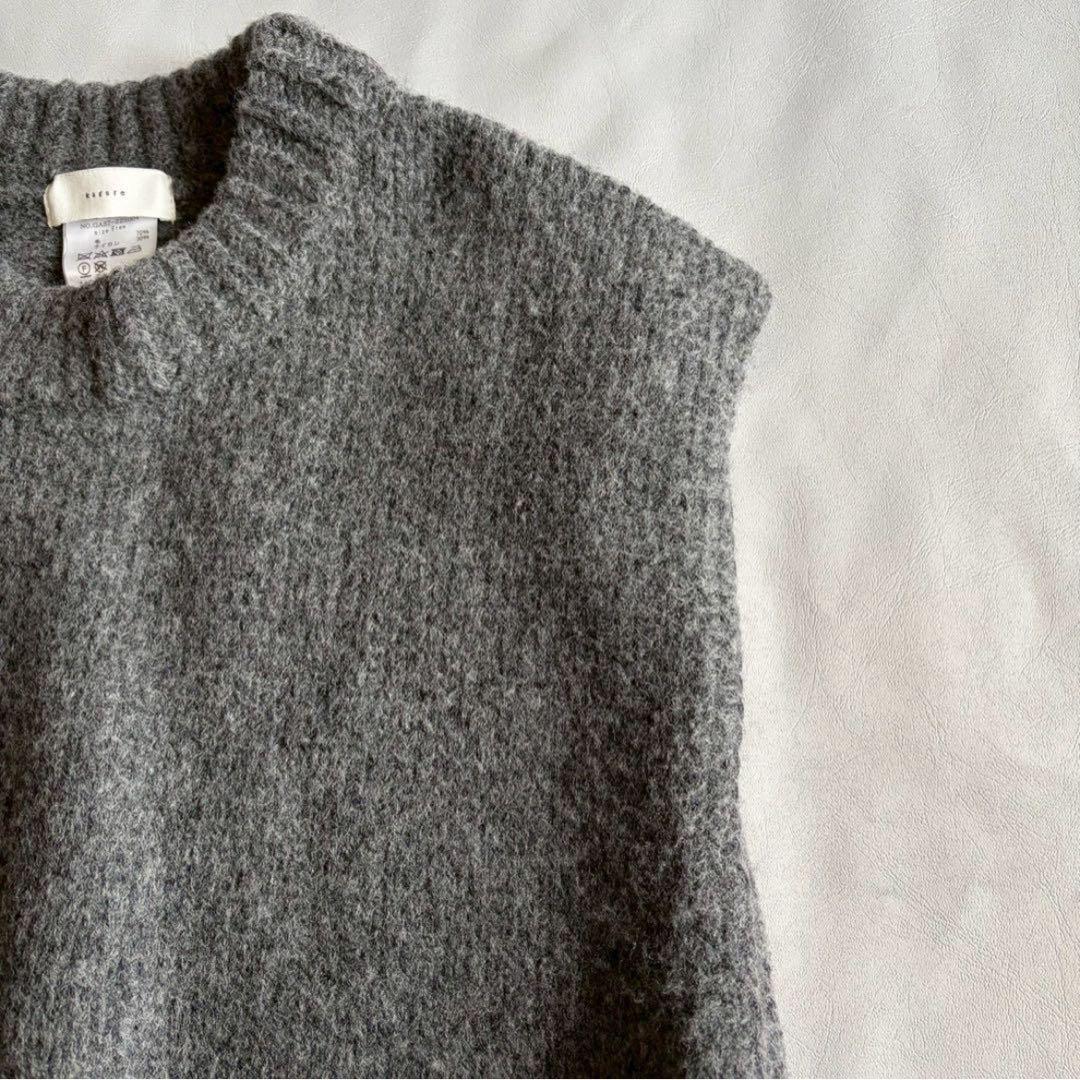 かぐれ トグル釦ニットベスト フリー グレー ウール混 定価1.6万