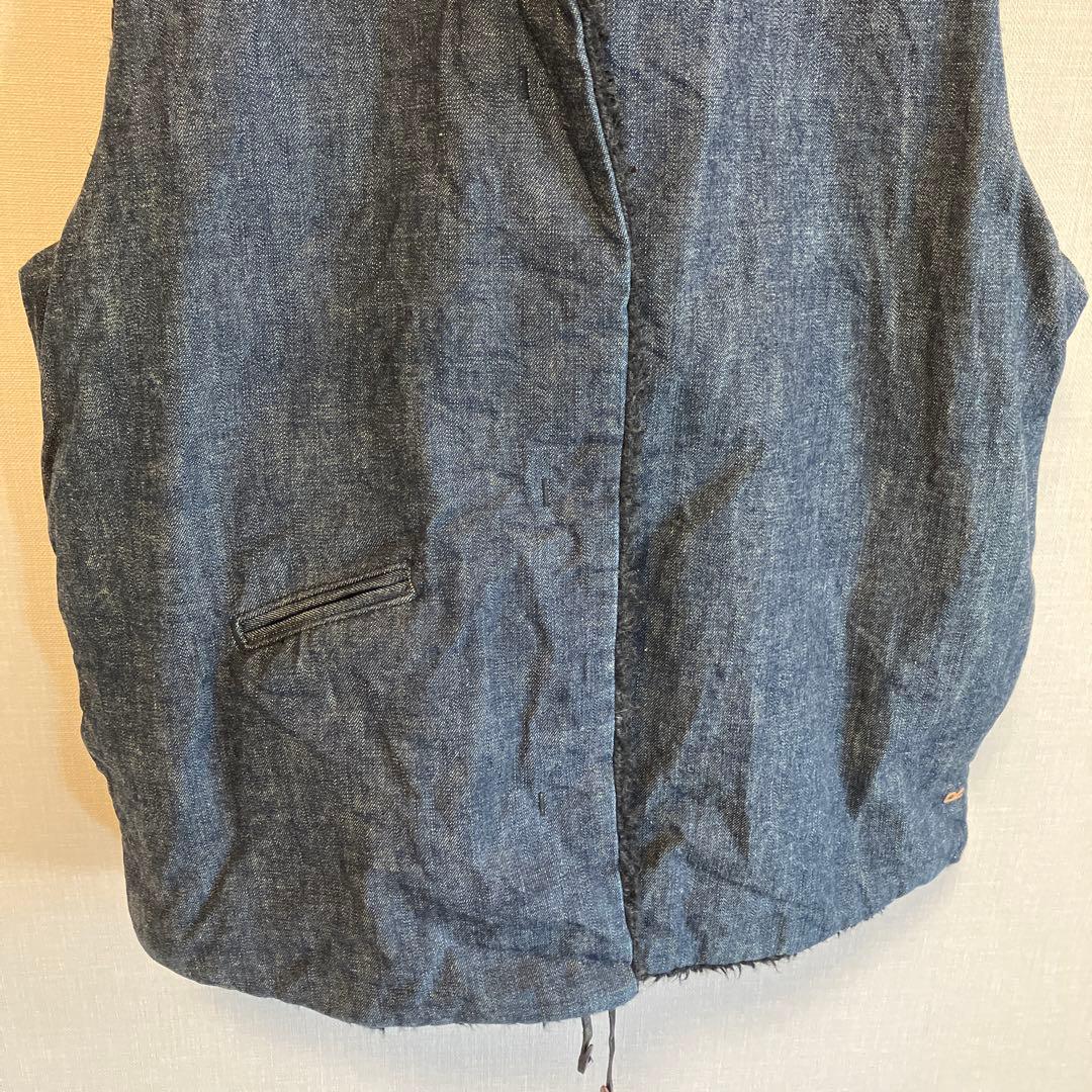 R by 45rpm リバーシブルベスト　ボア　デニム　インディゴ　サイズ3