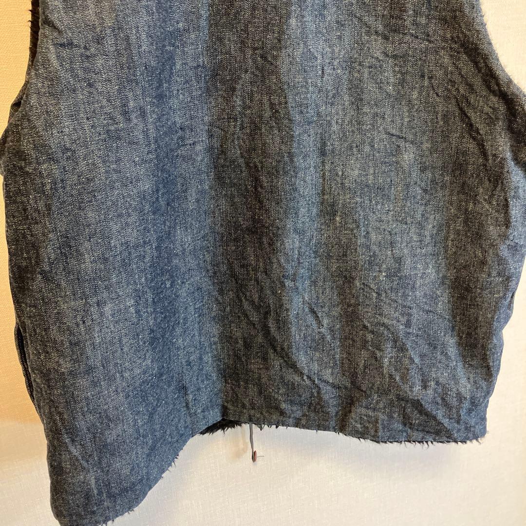 R by 45rpm リバーシブルベスト　ボア　デニム　インディゴ　サイズ3