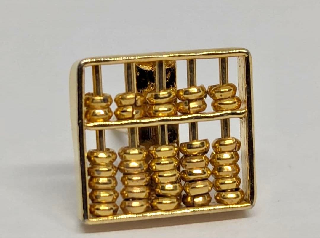 18K ピンバッチ　タイタック　そろばん
