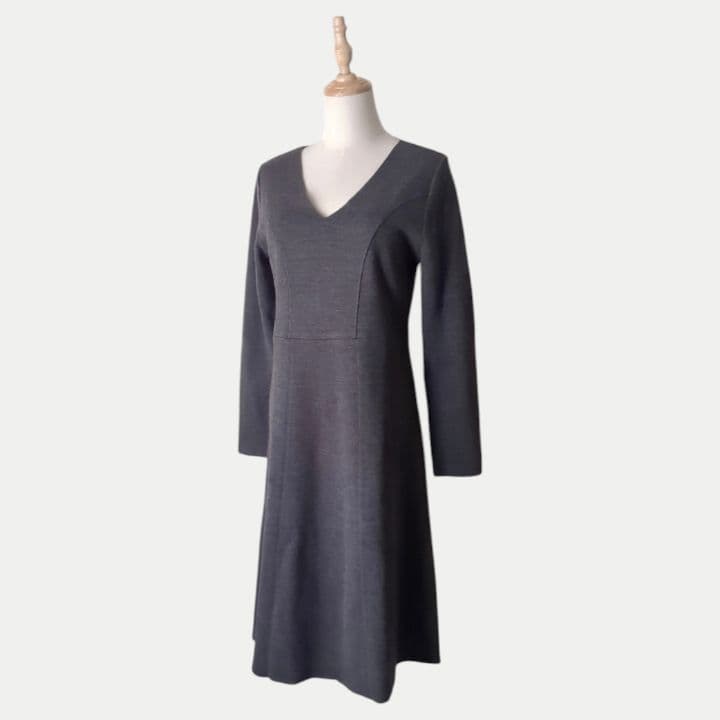 kayme/ケイミー 洗えるニット ミラノリブVネック ワンピース